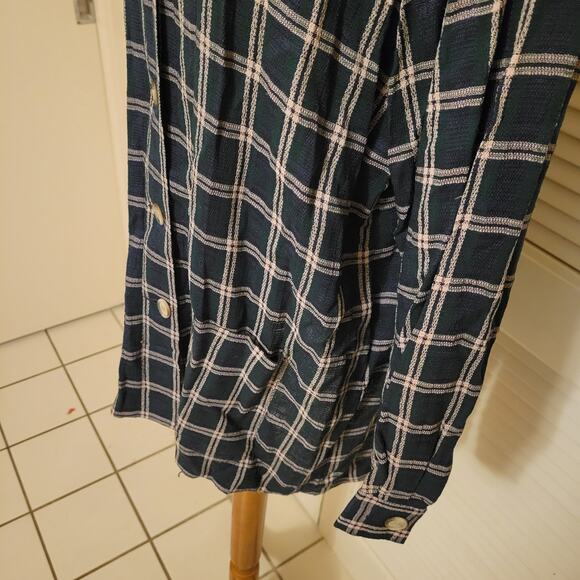 Vintage 90s Plaid Button Front T Shirt Dress Talbots Large Long Sleeve - Picture 5 of 7